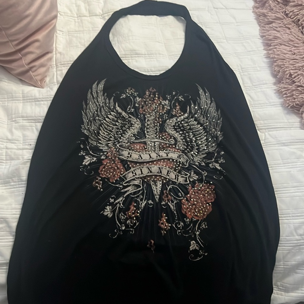 Saint and Sinner rhinestone tank top